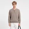 APO Roupa Masculina Transfronteiriça 480g Tricô Masculino Pesado Casual Versátil Suéter Solto Bloco de Cores Falso Duas Peças Top