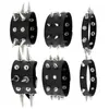 6 Pulseras Punk con Clavos Largos Transfronterizas, Accesorios para Hombre Más Vendidos, Pulseras de Cuero de Doble Fila Súper Geniales
