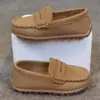 Zapatos de Cuero Retro Estilo Británico Nuevos de Primavera para Niños, Mocasines sin Cordones para Niños, Zapatos Cosidos para Niños