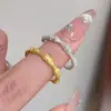 Anillo de Bambú Forjado Estilo Nuevo de Lujo Ligero de Alta Gama de Joyería Italiana Antigua Media de Trefilado Plata Esterlina S925 Artesanía de Trefilado