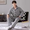 Pijama acolchado de forro polar coral Yiqi, traje cálido de tres capas extra grueso con forro de forro polar para invierno, ropa de casa de invierno RR