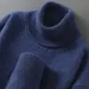 Suministro Transfronterizo de Suéter de Punto Holgado de Lana 100% Pura para Hombre con Cuello Alto, Prendas de Punto Base de Cachemir para Negocios Casual