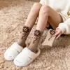 Meias Vintage Femininas Meias de Cano Alto Fofas de Desenho Animado Animal Combinação de Cores Meias de Montanha Outono e Inverno Novas Meias Femininas