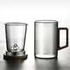 Caneca de Chá de Vidro Borossilicato Alta para Beber e Fazer Chá Uso em Escritório Masculino Caneca Resistente ao Calor Separação de Chá e Água Visualização do Preparo do Chá Caneca Montanha