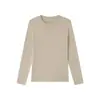 Top Camada Base de Acetato de Tencel e Lã para Mulheres Outono/Inverno 2026 Novo Gola Redonda Cor Sólida Simples Manga Longa Camiseta Térmica