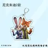 Zootopia Periférico Judy Lindo Nick Pareja Acrílico Doble Cara Llavero Colgante para Mochila Escolar Pequeño Regalo
