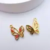 Colgante de Mariposa Hueca de Cobre Chapado en Oro con Circonita Incrustada, Conservación del Color, Materiales para Accesorios de Joyería Hechos a Mano para Pulseras, Collares, Pendientes