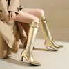 Botas Martin femininas transfronteiriças, tamanhos 34-46, botas de salto alto bico fino para outono e inverno, sola de borracha, antiderrapante, zíper traseiro, botas femininas versáteis plus size