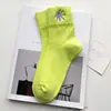 Calcetines Zhuji Calcetines de Media Pantorrilla para Mujer Bordado con Patrón Personalizado Calcetines de Algodón Color Macarrón para Mujer Fábrica de Origen Amazon Transfronterizo
