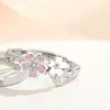Anillos de Pareja Sakura Monte Fuji para Hombres y Mujeres, Diseño de Nicho Ins, Anillos de Flor Rosa de Moda de Resina al por Mayor