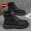 Botas Calzado de Hombre Invierno Caña Alta Ropa de Trabajo Británica Botas de Ruibarbo Zapatos de Algodón Engrosados para Hombre Botas de Nieve Cálidas con Forro de Lana