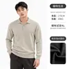 Suéter de punto tipo polo con solapa para hombre Estilo Old Money Otoño Invierno Mezcla de algodón Sencillo Para ir al trabajo Holgado Manga Larga Jersey