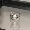 Anillo de piedra lunar para mujer, diseño de nicho, anillo de plata de ley incrustado de diamantes, anillo de dedo índice de autodisciplina moderno y único, anillo abierto de estilo francés