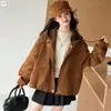 Nueva chaqueta informal de borrego mongol para otoño e invierno con capucha desmontable para niñas, adecuada para niños mayores, a prueba de viento e ideal para usar al aire libre