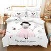 Ropa de cama de poliéster con estampado digital 3D de dibujos animados de niña de ballet, tres piezas, transfronteriza, venta caliente en Amazon