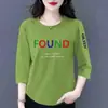 Comercio exterior transfronterizo ropa de maternidad, camiseta de manga tres cuartos para mujeres de mediana edad y mayores, top base versátil casual holgado