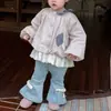 Pantalones Acampanados de Encaje Estilo Coreano para Niñas, Novedad Primavera y Otoño 2026, Lindos, Dulces, Versátiles, Jeans con Cintura Elástica para Bebés
