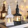 Luzes de Velas Eletrônicas de LED Novas Transfronteiriças, Lanternas de Vento Decorativas, Enfeites de Casinha de Madeira Pequena, Luzes Noturnas Criativas para Atmosfera de Feriado