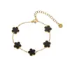 Pulseira de Trevo de Cinco Folhas Dopamina Dupla Face Versão Alta Transfronteiriça Luxo Leve Simples Senso Avançado 18k Não Desbota Cor Joga