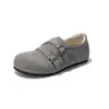 Sapatos Birkenstock Versáteis Famosos na Internet Super Confortáveis e Estilosos 2026 Planos Camurça Couro Genuíno Fivela Dupla Casuais Femininos