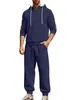Traje casual jacquard de comercio exterior transfronterizo para hombre, sudadera con capucha de manga larga y panel de cuero, pantalones deportivos estilo jogger
