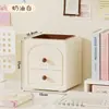 Caja de Almacenamiento de Escritorio de Doble Capa con Bloques de Color Lindos Estilo Simple Caja Organizadora de Estante para Papelería de Estudiante Cosméticos