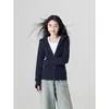 Sudadera con capucha Shandong Jimo Ajustada con capucha Primavera 2026 Ropa de exterior Top corto para mujer con fruncido en la cintura Estilo coreano Chaqueta corta Conjunto