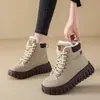 Sapatos de Algodão do Nordeste para Mulheres 2026 Inverno Estilo Quente Com Pelúcia Espessada Quentes Novos Botas Martin de Cano Alto Botas de Neve