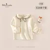 Novidades de Outono Roupa Infantil Classe A para Bebês e Crianças Pequenas Camiseta Macia e Confortável para Menina Manga Longa Bolinhas Camisa Base Respirável com Laço