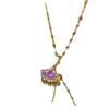 Collar de acero y titanio con diseño de nicho, con piedra de ojo de gato morado y hoja de ginkgo, cadena de clavícula de alta calidad y combinable.