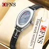 Reloj Oufani para Mujer, Reloj de Cuarzo Compacto Ovalado con Esfera de Nácar, Reloj de Pulsera Vintage Impermeable con Correa de Cuero, Venta al por Mayor y Dropshipping