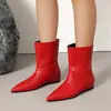 Botas de Cuero para Mujer Talla 34-43 Otoño e Invierno con Punta Fina, Suela de Goma, Suela Suave Antideslizante, Tacón Bajo, Botas de Caña Alta para Mujer, Botas de Moda Transfronterizas