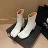 20226 Botas de Outono/Inverno com Dedos Separados, Botas Femininas Plus Size, Botas de Moda Europeia e Americana com Salto Médio Grosso, Botas Femininas Estilo Martin com Zíper Lateral