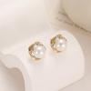 Agulha de prata Brincos de Pérola Geométrica Cruz Diamante Brincos Ocos High Sense Design de Moda Brincos de Pérolas Doces Mulheres