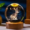 Año del Caballo del Zodiaco Bola de Cristal Temporada de Graduación Adorno Conmemorativo Luz Nocturna Luminosa USB Regalo de Cumpleaños para Niñas