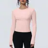 Nuevo top de yoga redondo sin costuras transfronterizo, camiseta deportiva transpirable de manga larga personalizada para mujer para exteriores, venta al por mayor de ropa para fitness