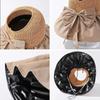 Sombrero de sombrilla hueco de goma negra para verano para mujer, sombrero de playa con alero grande, sombrero con lazo, protección solar y protección UV.