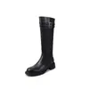 Botas de montar de moda estilo británico de caña alta de 4 cm, nuevo modelo otoño e invierno 2026, punta redonda, tacón grueso, cremallera lateral, botas largas hasta la rodilla