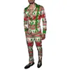Exportação Europeia e Americana 2025 Novo Conjunto de Camisa de Manga Longa e Calça Casual Tendência Moda Natal Estampado 3D Masculino