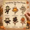 Decoração de Pingente de Madeira Desenho Animado de Halloween Ornamento Abóbora Bruxa Morcego Broche Ornamento Pendurado Decoração de Festa Festival