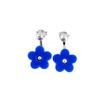 Pendientes de flores pequeñas de color acrílico para mujer, estilo japonés y coreano, con forma de corazón, sencillos y pequeños, con perlas, disponibles al por mayor.