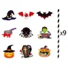 Decoración de Pajitas para Fiesta de Halloween de Amazon Adornos para Pajitas Decoración de Atmósfera para Bar Festival de Fantasmas Decoración para Bebidas Inserts para Pajitas