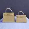 Bolsa Feminina Kelly Segunda Geração Padrão Crocodilo Couro Segunda Camada 22-25cm (H03-Padrão Crocodilo Kl)