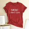 Datos Interesantes: No me importa el estampado. Camiseta para Mujer, Manga Corta, Cuello Redondo, Corte Holgado, Top para Mujer, Ropa Casual de Verano