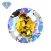 Huagang Gem Agujero Doble Redondo Chapado Color AB Circonita Piedra Desnuda Venta al por Mayor Color AB Chapado Piedra Blanca Piedra con Agujero Artificial