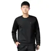 Sudadera Casual para Hombre Otoño Ropa Deportiva para Hombre Cuello Redondo Sudadera Superior Camisa Base Forrada de Polar para Hombre Chaqueta Texturizada 03