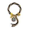 Pulseira Thangka Estilo Xizang com os Cinco Senhores, Tara Verde e os Oito Grandes Guardiões, Pulseira Thangka Tecida à Mão Apresentando o Deus da Riqueza, Pulseira Estilo Xizang