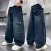 Pantalones de Ropa de Otoño para Niños 2026 Nuevo Estilo Niño Otoño Niños Rectos Sueltos Niños Medianos y Grandes Estilo Primavera y Otoño Pantalones Largos de Mezclilla