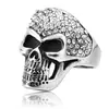 Anel de Caveira com Strass em Aço Titânio Haiteng Jewelry Anel de Caveira em Aço Inoxidável 316L com Diamantes Banhado a Prata Diamante