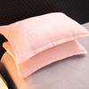 Funda de almohada de terciopelo de leche bordada nórdica color liso engrosada cristal coral terciopelo individual 48x 74cm Funda de almohada Funda de almohada